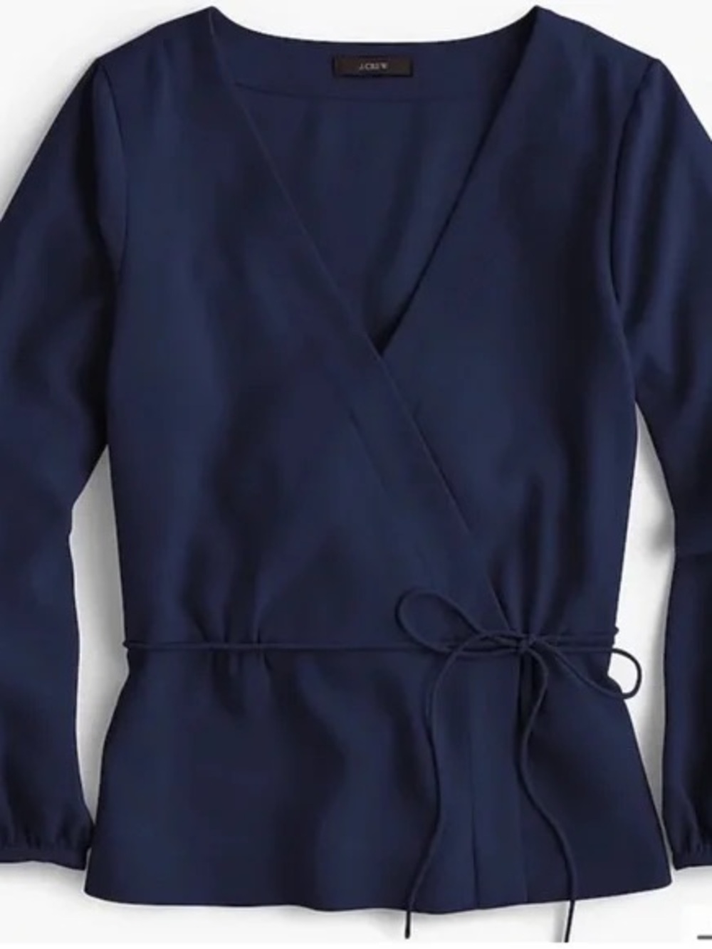 J. Crew Navy Wrap Tie Waist Blouse